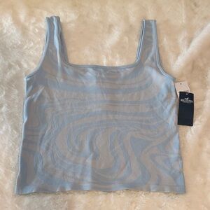 Hollister Blue Swirl Print Ribbed Stretch Tank Top